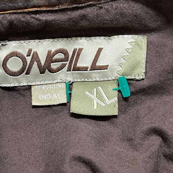 ONeill Shirt XL Brown Orange Plaid Button Up Long Sleeves Cotton Blend Vintage - Picture 4 of 7